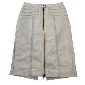 Anthropologie Pilcro‎ Full Zip Front Denim Pencil Skirt Light Wash Clean Girl 6